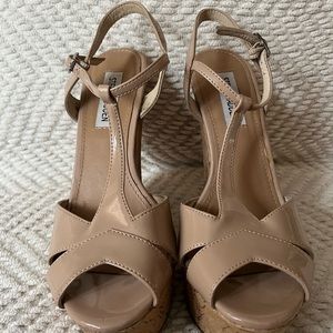 Steve Madden wedge sandals, Size 6.5, blush and cork